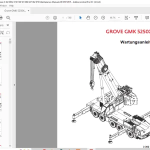 Grove Manitowoc Crane GMK 5250XL-1 Wartungsanleitung SN 3302965 - PDF DOWNLOAD (German)