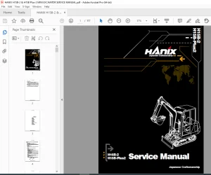 HANIX H15B-2 & H15B Plus-2 Mini Excavator Repair Manual PDF Download
