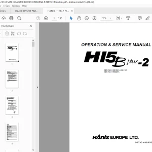 HANIX H15B-2 & H15B Plus-2 MINI EXCAVATOR SERVICE MANUAL PDF DOWNLOAD