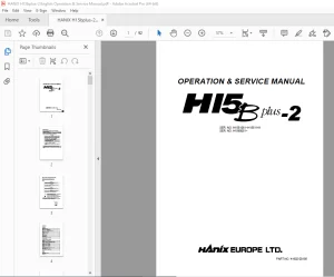 HANIX H15Bplus-2 Excavator Operation & Service Manual 41602-00185 PDF DOWNLOAD