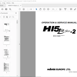 HANIX H15Bplus-2 Excavator Operation & Service Manual 41602-00185 PDF DOWNLOAD