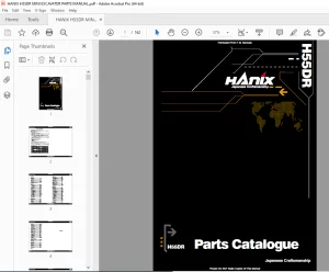 HANIX H55DR MINI EXCAVATOR PARTS MANUAL PDF DOWNLOAD