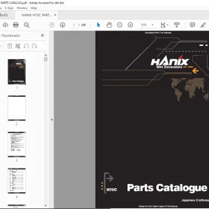 HANIX H75C Mini Excavators Parts Manual PDF DOWNLOAD