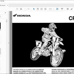Honda CRF250R Motorcyle Owner's Manual & Competition Handbook Manual - PDF DOWNLOAD