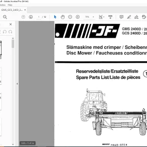JF STOLL GMS 2400D 2800D GCS 2400D 2800D Disc Mower Parts Manual PDF DOWNLOAD
