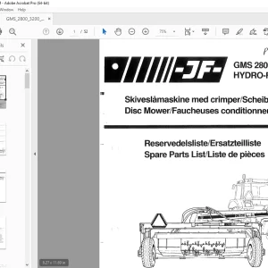 JF STOLL GMS 2800 3200 HYDRO FLEX Mower Parts Manual PDF DOWNLOAD