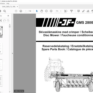 JF STOLL GMS 2800 TS Disc Mower Parts Manual PDF DOWNLOAD