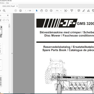 JF STOLL GMS 3200 TS Disc Mower Parts Manual PDF DOWNLOAD