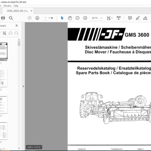 JF STOLL GMS 3600 DX Disc Mower Parts Manual PDF DOWNLOAD