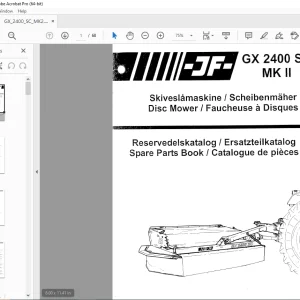JF STOLL GX 2400 SC MK  Disc Mower Parts Manual PDF DOWNLOAD