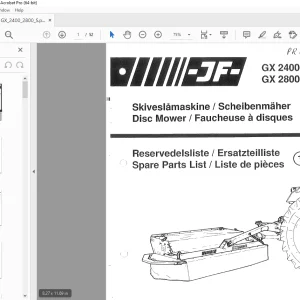 JF STOLL GX 2400S 2800S Disc Mower Parts Manual PDF DOWNLOAD