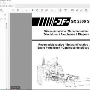 JF STOLL GX 2405 SB Disc Mower Parts Manual PDF DOWNLOAD