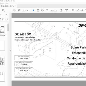 JF STOLL GX 2405 SM Disc Mower Parts Manual PDF DOWNLOAD