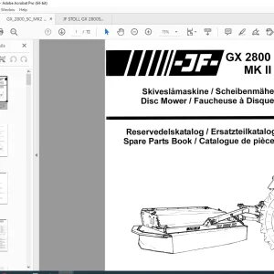 JF STOLL GX 2800 SC MK2 Disc Mower Parts Manual PDF DOWNLOAD