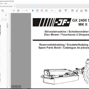 JF STOLL GX 2800 SM MK II Disc Mower Parts Manual PDF DOWNLOAD