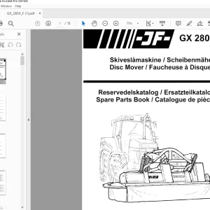 JF STOLL GX 2800F Disc Mower Parts Manual PDF DOWNLOAD