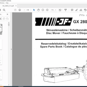 JF STOLL GX 2800S Disc Mower Parts Manual PDF DOWNLOAD