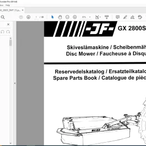 JF STOLL GX 2800SMT Disc Mower Parts Manual PDF DOWNLOAD