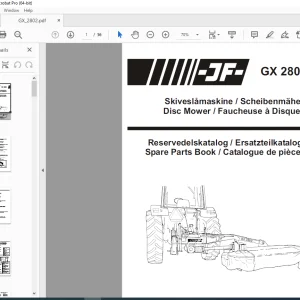 JF STOLL GX 2802 Disc Mower Parts Manual PDF DOWNLOAD
