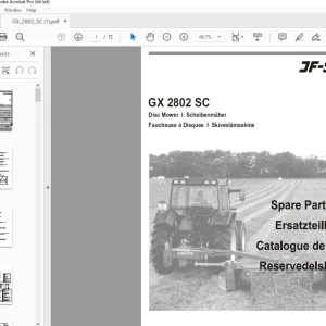 JF STOLL GX 2802 SC Disc Mower Parts Manual PDF DOWNLOAD