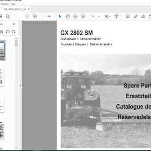 JF STOLL GX 2802 SM Disc Mower Parts Manual PDF DOWNLOAD