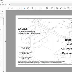 JF STOLL GX 2805 Disc Mower Parts Manual PDF DOWNLOAD