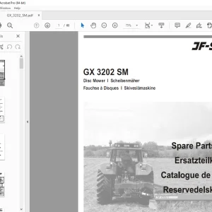 JF STOLL GX 3202 SM Disc Mower Parts Manual PDF DOWNLOAD