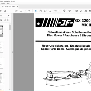JF STOLL GX 3202 SM MK Disc Mower Parts Manual PDF DOWNLOAD