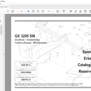 JF STOLL GX 3205 SM Disc Mower Parts Manual PDF DOWNLOAD