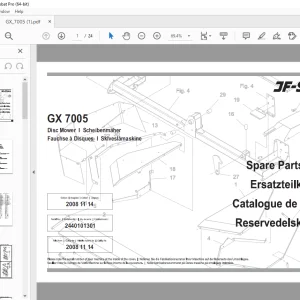 JF STOLL GX 7005 Disc Mower Parts Manual PDF DOWNLOAD