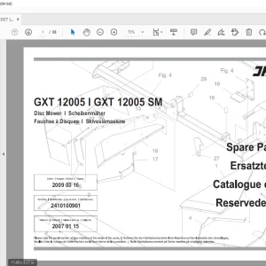 JF STOLL GXT 12005 GXT 12005 SM Disc Mower Parts Manual PDF DOWNLOAD