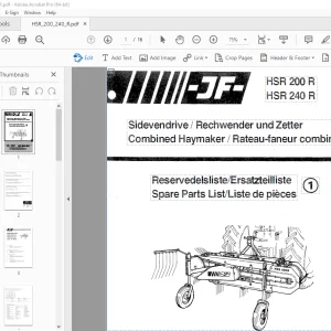 JF STOLL HSR 200 R HSR 240 R Combined Haymaker Parts Manual - PDF DOWNLOAD