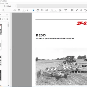 JF STOLL R 2003 Rake parts manual PDF DOWNLOAD