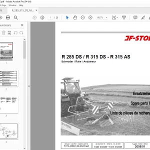 JF STOLL R 285 DS  R 315 DS - R 315 AS RAKE PARTS MANUAL PDF DOWNLOAD