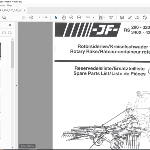 JF STOLL RS 290 320X RS 340X 420X Rotary Rake parts manual PDF DOWNLOAD