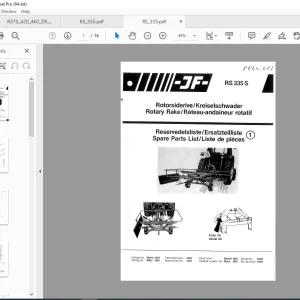 JF STOLL RS 335 S ROTARY RAKE PARTS MANUAL PDF DOWNLOAD