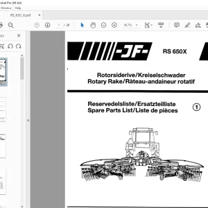 JF STOLL RS 650X ROTARY RAKE PARTS MANUAL PDF DOWNLOAD