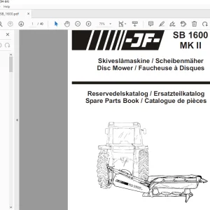 JF STOLL SB 1600 MK Disc Mower Parts Manual PDF DOWNLOAD