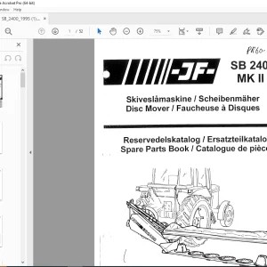 JF STOLL SB 2400 MK Disc Mower Parts Manual PDF DOWNLOAD