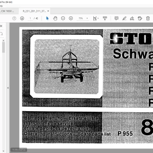 JF STOLL  R231 R281 R311 R371 schwaderOperating Parts Manual PDF DOWNLOAD