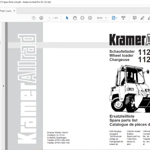 KRAMER Allrad Wheel loader 112 112 SL SLx Spare Parts List Manual SN112150001 - PDF DOWNLOAD
