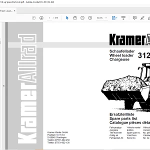KRAMER Allrad Wheel loader 312 SL SLx Spare Parts List Manual - PDF DOWNLOAD