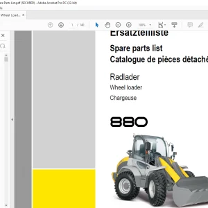 KRAMER Allrad Wheel loader 880 Spare Parts List Manual SN345010001 - PDF DOWNLOAD