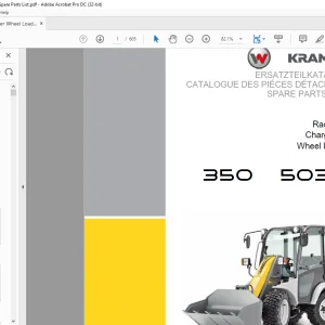 KRAMER Wheel loader 350 5035 Spare Parts List Manual SN348010001 -  PDF DOWNLOAD