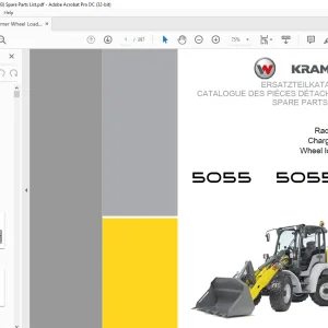 KRAMER Wheel loader 5055 5055L Spare Parts List Manual SN349030001 - PDF DOWNLOAD