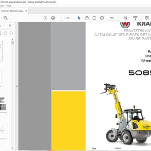 KRAMER Wheel loader 5085T Spare Parts List Manual SN353030001 - PDF DOWNLOAD