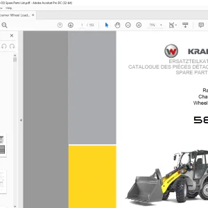 KRAMER Wheel loader 580 Spare Parts List Manual SN351030001 - PDF DOWNLOAD