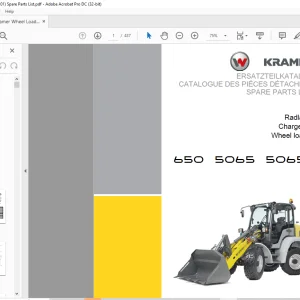 KRAMER Wheel loader 650 5065 5065L Spare Parts List Manual SN349010001 - PDF DOWNLOAD