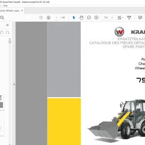 KRAMER Wheel loader 750 Spare Parts List Manual SN346030001  - PDF DOWNLOAD