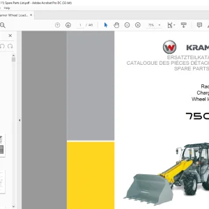 KRAMER Wheel loader 750T Spare Parts List Manual SN346110001 - PDF DOWNLOAD